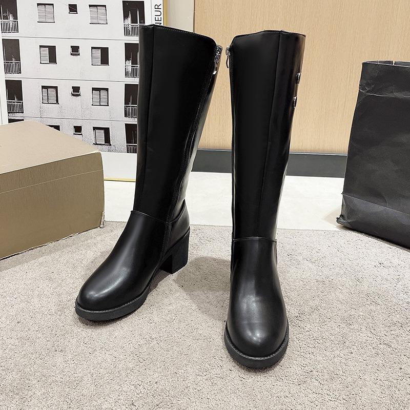 Luxury Women's Boots Fashion Knee-high Knight Boots Motorcycle Boots for Women High Quality Mid-calf Leather Booties Botas Mujer
