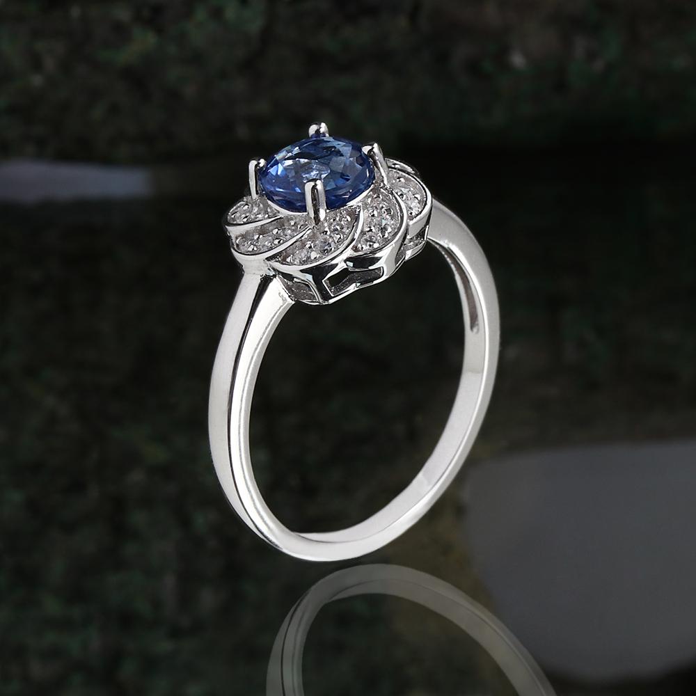 Návrh ve tvaru květu prsten náušnice přívěsek náhrdelník přírodní kyanit 925 Sterlingové stříbro jemná šperková sada pro ženy Dárky k narozeninám