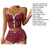2 Pezzi/Set Pigiama Estivo da Donna Completo Stampa Farfalla Cuore Senza Maniche Schiena Scoperta Cop