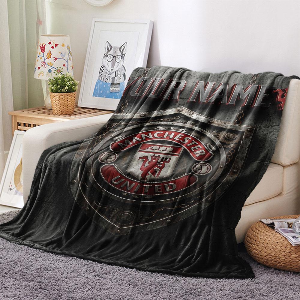 Custom Name,Manchester Red Devils Printed Flannel Blanket, Soft Throw for Bedroom Sofa, Washable,fan Merchandise, Great Gift.chl