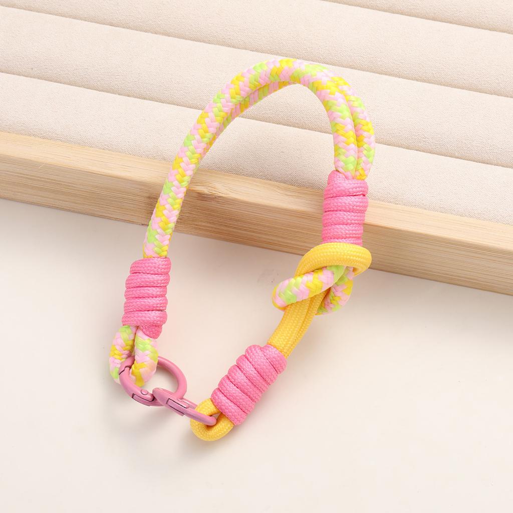 Color-blocked Double-buckle Knotted Hand-woven Short Mobile Phone Lanyard