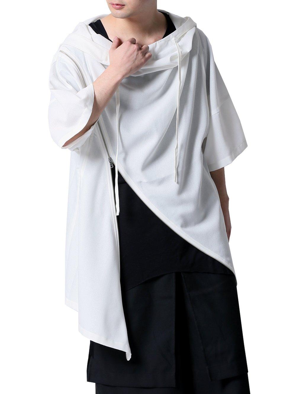 

Разрезанный и сшитый длинный модный асимметричный худи на молнии белый F [AS SUPERSONIC] мужской белый