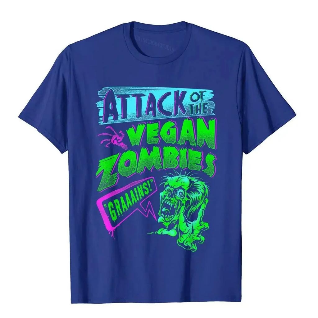 Attack Of The Vegan Zombies Vegetarisk Halloween T-shirt Bomull Man Topp T-shirts Anpassade Toppar T-shirts Camisa
