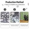 5D Pearl Painting Kit Framed with Black Cat Smoking Design Sparkling Bead Art Canvas DIY Relaxing Craft for Wall Decor Gift Home Artwork