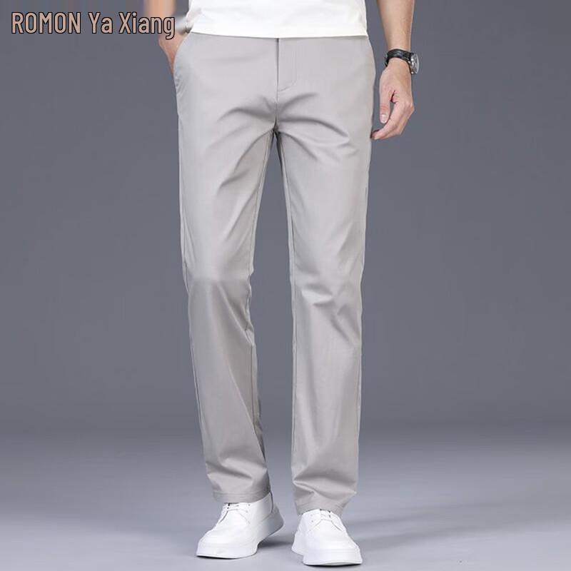 

ROMON Men s Summer Thin Cotton Casual Straight-Leg Pants 33