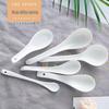 White Ceramic Long-Handle Ladle - Scratch-Resistant, Large Soup Spoon for Commercial and Household Use