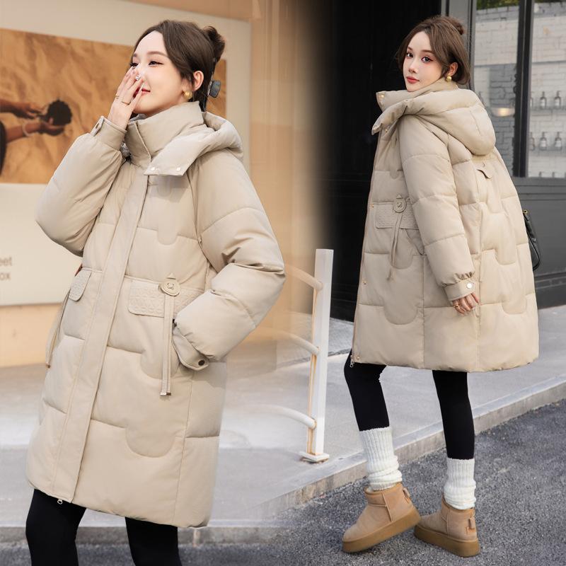Down and cotton jacket women's 2025 winter new cotton jacket mid-length fashion and versatile, thick and loose, slimming winter jacket