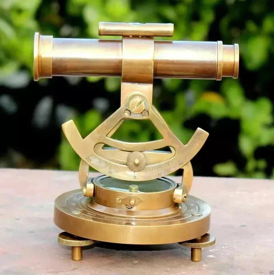 

Nautical Maritime Alidade Compass Vintage Theodolite Telescope Collectible Gift коричневий