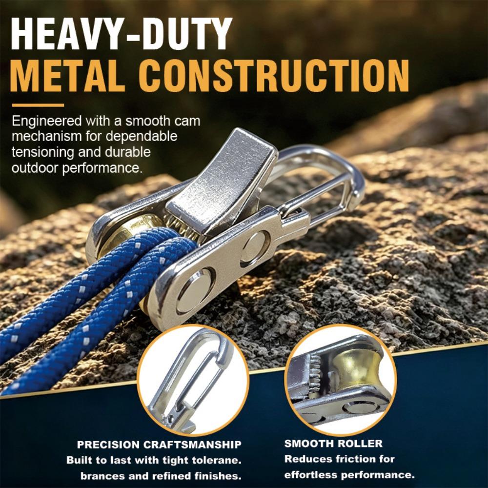 2Pcs/Set Heavy-duty Rope with Roller Tensioner Labor-saving Retractable Tie Down Rope Tent Setup