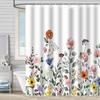 Green Plant Waterproof and Mildew-proof Polyester Bathroom Shower Curtain Shower Curtain Partition Curtain Free of Punching