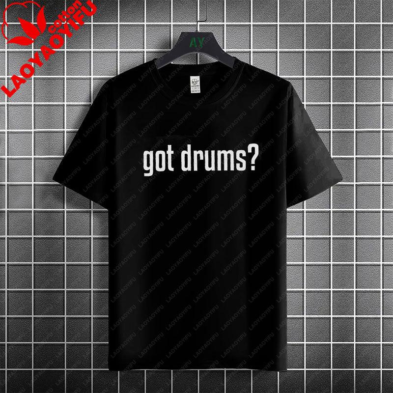 Rock Music Skeleton Drummer  Rock on Drum Kit Graphic Tshirt 100Cotton Short Sleeve Round Neck Humor Style Casual Tshirt