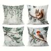 Whimsical Forest Animal Pillowcase: Squirrel & Bird With Pine Willow Pattern Cushion Cover For Fresh Sofa Living Room Home Decor