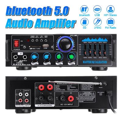 2000W Bluetooth stereo pastiprinātājs 220V telpiskās skaņas mikseris FM AUX USB SD AMP mājas kinoteātra karaoke tālvadības pults 2 mikrofons