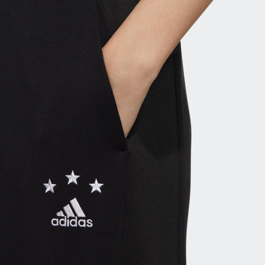 Adidas Logo Print Elastic Waist Tapered Fit Knit Joggers Women Bottoms Black HY2823