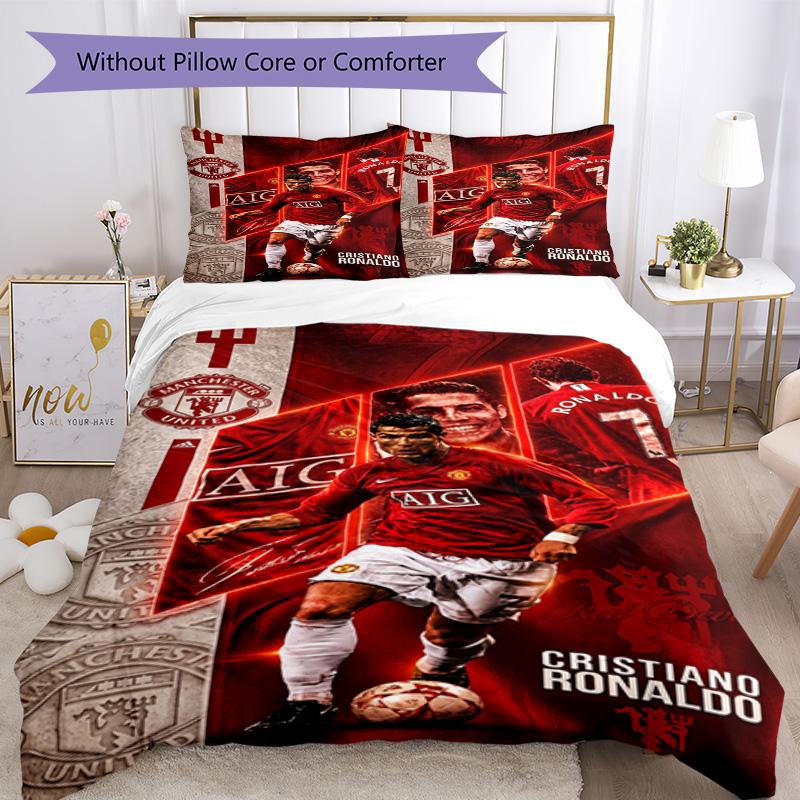 Cristiano Ronaldo Bedding Set Breathable Duvet Cover with Pillowcases Decorative Bed Linen for Bedroom Home Decoration Birthday Gift