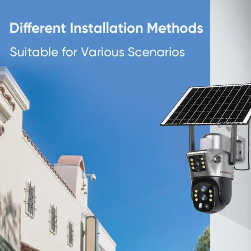 LS VISION 12MP 4G/WiFi Dual Screen Solar Camera Outdoor 10X Zoom 6K Three Lens Human Auto Tracking Surveillance Camera V380 Pro