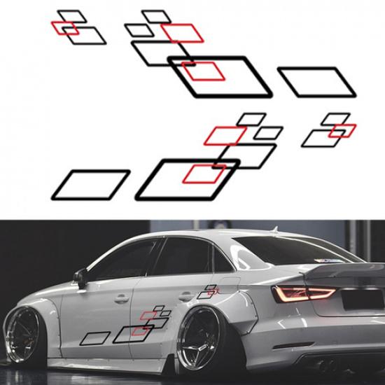 Car Body Side Door Racing Sports Stickers Geometric Graphics Vinyl Decals Decor