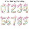 New 40Inch Birthday Number Ballons Colorful Gradient 0-9 Digit Pink Bownot Balloons Foil Helium Balloon Birthday Decorations