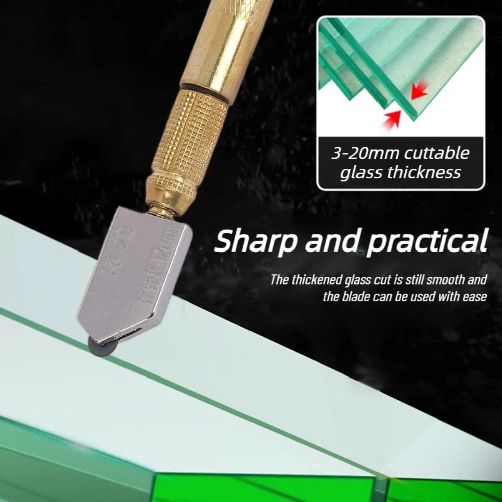 Diamond Glass Cutter Tool 175mm Anti Slip Handle Portable Cutting Pen for Glass Tile Mineral Engraving Construction Use