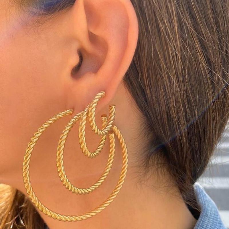 Crmya Yellow Silver Plated Stud Dangle Earrings For Women Cubic Zirconia Hoop Earrings For Women Bohemian Earings Jewelry