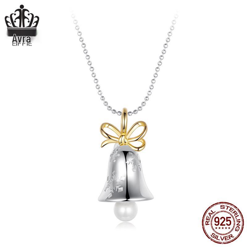 

Original Winter Snowflake Bell Necklace in S925 Sterling Silver, Rhodium-Plated, Versatile Jewelry for Women