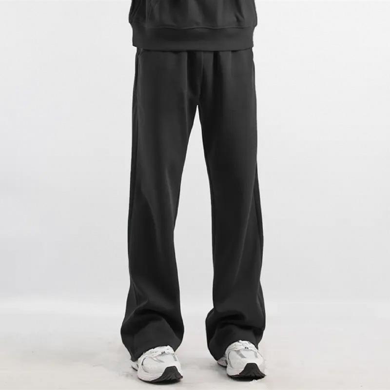 Men's Navy Blue Retro Sport Sweatpants - Narrow Straight Leg, Loose Fit, Autumn/Winter Casual Wear