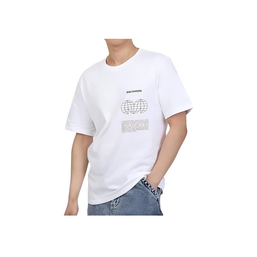 Salomon Letter Round Neck Pullover Short Sleeve T-Shirt Unisex T-Shirts White LC2249100