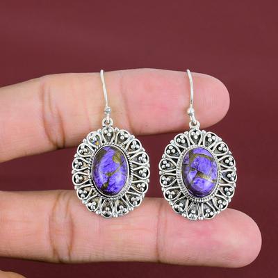 Kupfer Charoit Ohrring Vintage Ohrring Edelstein Schmuck 925 Sterling Silber Ohrringe Handgemachter Ohrring Verlobungsgeschenk Neuestes Design Schmuck