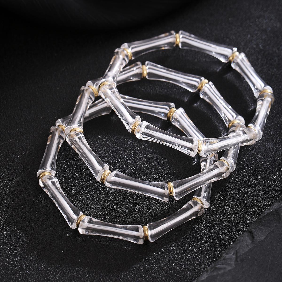 

Hot-selling bamboo styling in Latin America, elastic stacking wearing bracelet set, niche high-end bracelet.