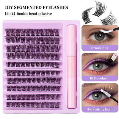 10-Row Mixed Segmented False Eyelashes - Single-Cluster Natural Volume for Realistic Lash Extensions