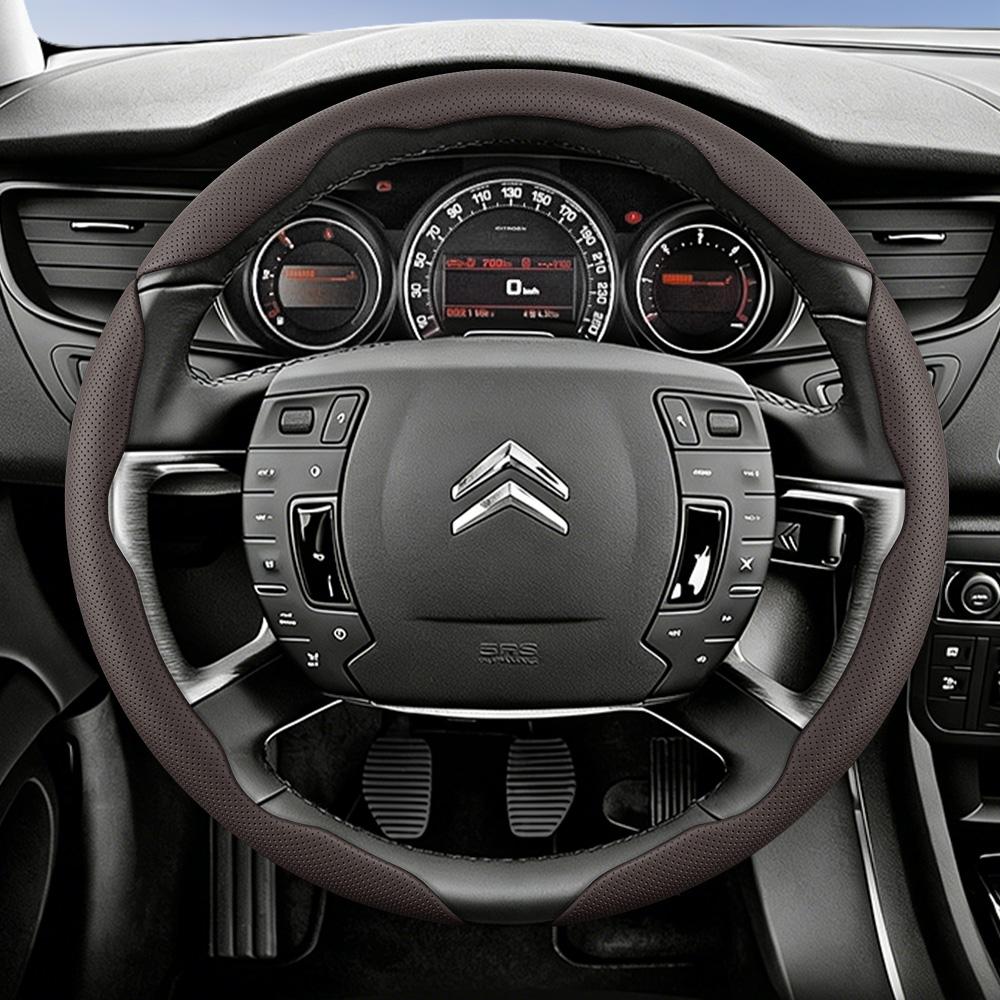 Suitable for Citroen Breathable Leather Steering Wheel Cover with Segmented Quick-Release Design, Non-Slip and Durable, for Models Such as C3, C4 X, B