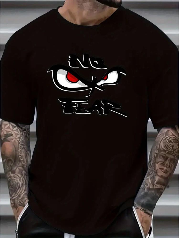 Men S  NO FEAR  Graphic Print T-Shirt, 100% Cotton Casual Street Style Short Sle Unisex T-Shirt XXXL