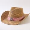 Popular European and American Classic Straw Woven Western Cowboy Hat Men's and Women's Outdoor Fashion OL Wind Woven Top Hat