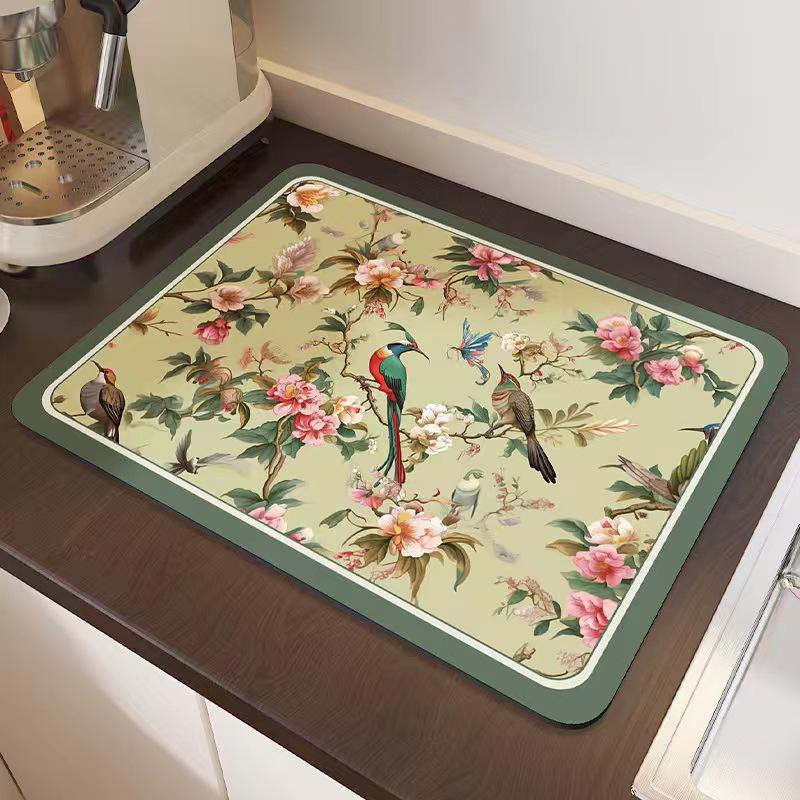 Retro Style Absorbent Non-Slip Diatomaceous Earth Mat: Versatile for Kitchen, Dining, and Bathroom