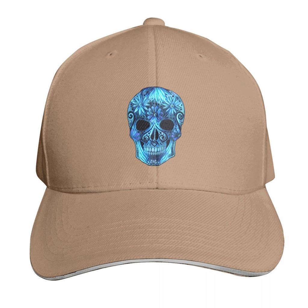Electric Blue Sugar Skull Baseball Cap Tactical Cap Horse Hat Luxury Cap Hiking Hat Unisex Womens