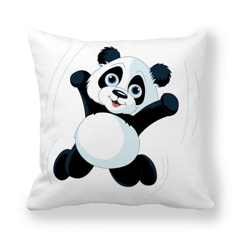 Cartoon Panda Series Patterns Digital Printing Short Plush Pillow Covers For Car Sofa Office Cushion Cover Home Goods