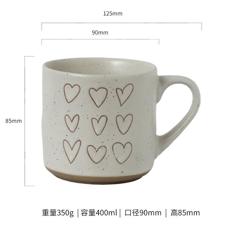 

Elegant Heart Design Ceramic Mug for Women Girls Aesthetic Office Home Milk Coffee Tea Cup Romantic Gift Idea 400-432ml