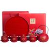 Chinese Style Double Happiness Porcelain Tea Set, Teapot and Cups, Gaiwan with Saucer, Ceremony Set Gifts, Wedding Celebration
