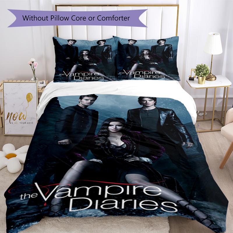 3pcs Vampire Diaries Bedding Set Duvet Cover Closure Includes 1 Duvet Cover & 2 Pillowcases, Soft and Comfortable for All Seasons.