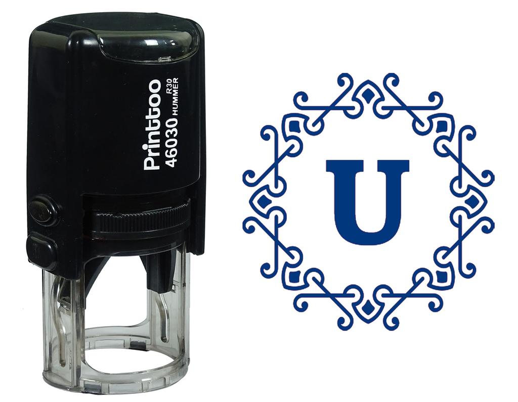 Printtoo Alphabet U Monogram Octagon Celtic Swirl Frame Self Inking Rubber Stamp Office