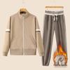Winter Women's Fleece-Lined Slim Fit Cardigan & Joggers Fitness Set