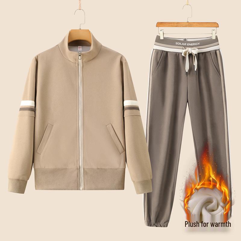 Winter Women's Fleece-Lined Slim Fit Cardigan & Joggers Fitness Set