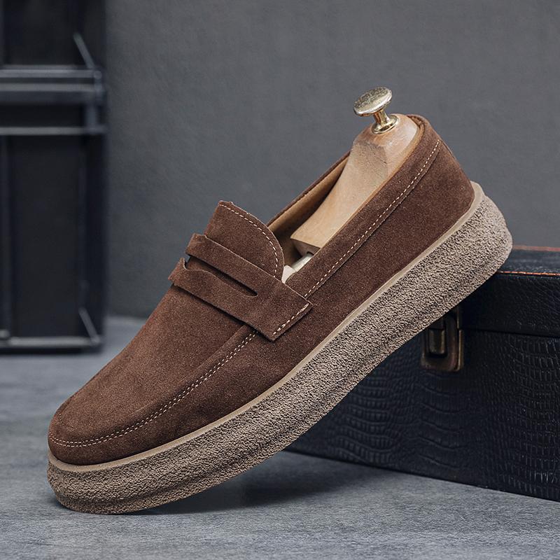 Fashion Spring Khaki Casual Loafers Men Comfortable Breathable Suede Casual Shoes Man Slip-On Platform Shoes For Men zapatos para hombre