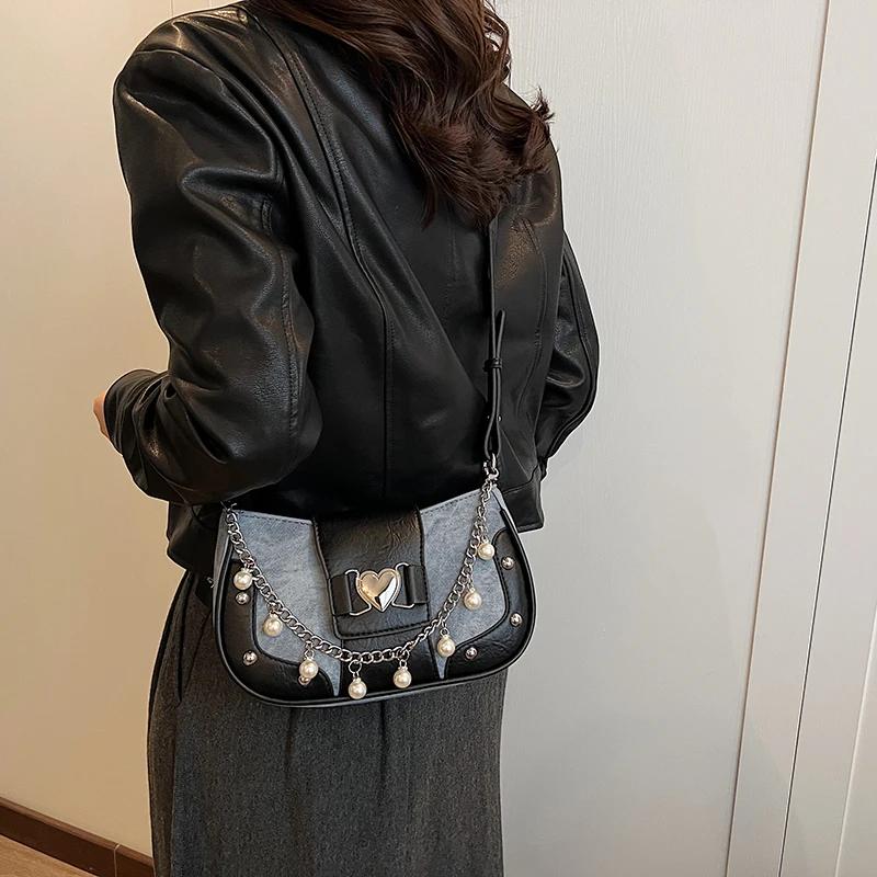 New Fashion Luxury Women's Underarm Shoulder Bags Chain Simple Women's Handbag PU Leather Brand Women Crossbody Bags