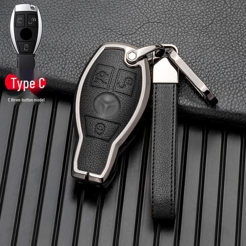 Compatible with Mercedes-Benz GLA, GLC, V-Class, A-Class, and C-Class 2018-2019 Models, This Two/three-button Full-cover Metal Key Case.