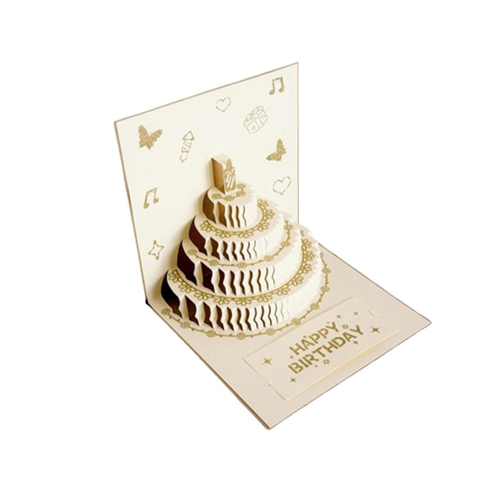 Creative Folding 3D Birthday Card with Envelope Postcard Happy Birthday Card Handmade Surprise Gift Card Party Supplies