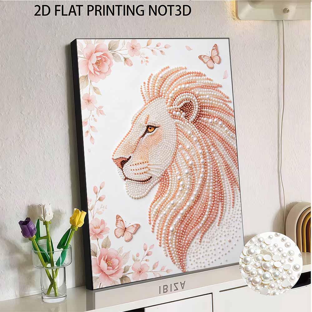 DIY Pearl Embroidery Diamond Painting Kit Majestic Lion Sparkling Beads Art Craft Handmade Decoration Gift for Home