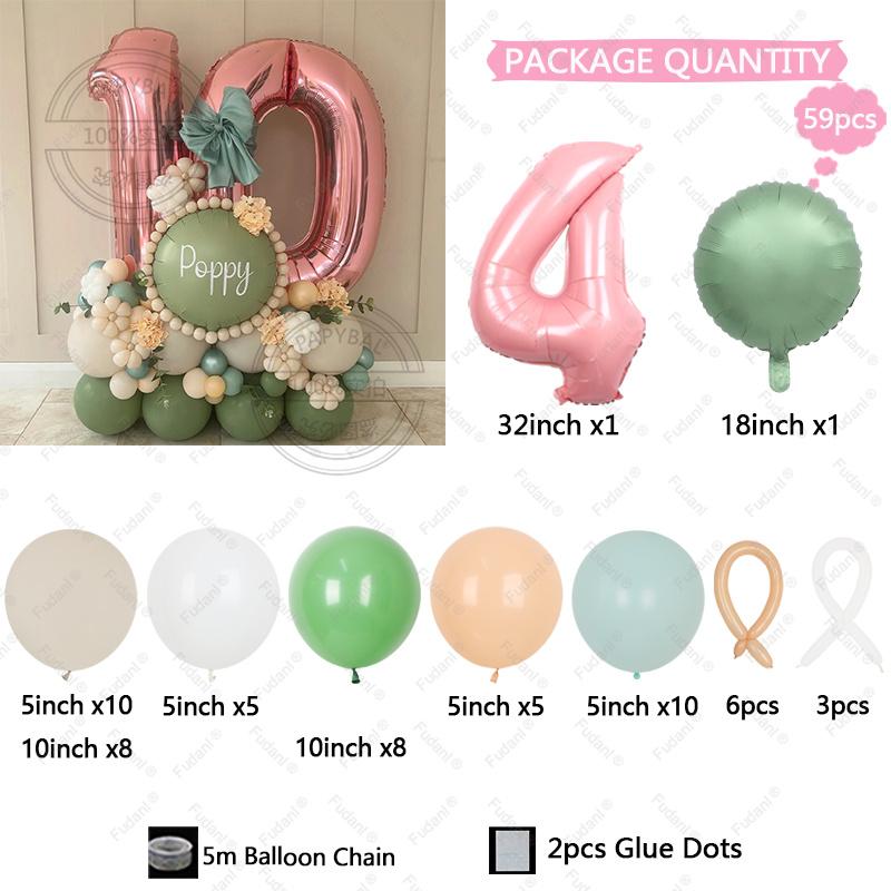 

59pcs Pink Digital Balloon Column Set Adult Birthday Decor Supplies 13 40 50 60th Wedding Birthday Party Decoration Supplies 32inch