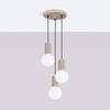 Lampa Wisząca Nowoczesna Okrągła Potrójna Taupe Ryflowana Szklane Białe Kule Do Salonu Jadalni Nad Stół 3Xg9 8W Halo Sollux Lighting