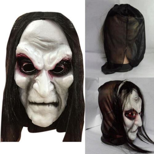 Halloween Black Long Hair Mask Full Head Horror Mask Party Cosplay Mask Ghost